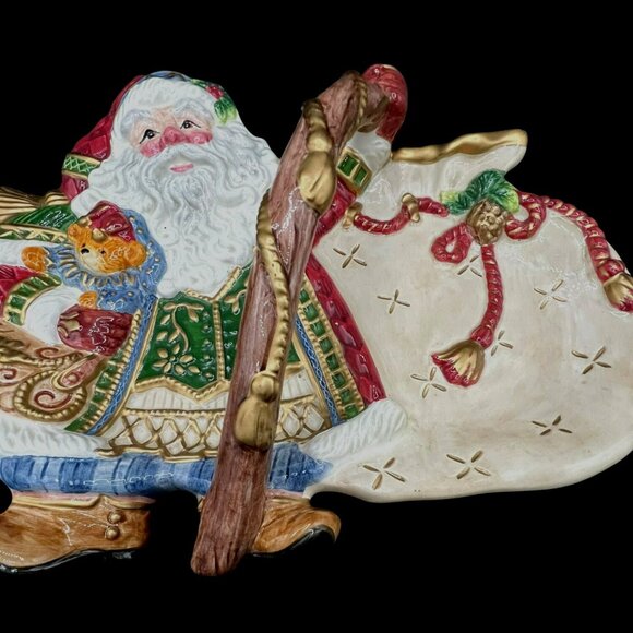 Fitz and Floyd Jolly Ole St. Nick Handled Santa Clause Serving Platter Tray 12 x - Picture 3 of 10